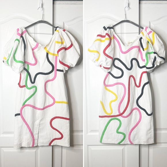 Mara Hoffman Cadiz Namari Embroidered Linen Midi Dress Size 4 - Picture 5 of 16